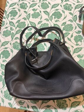 Black Leather Women’s Tote Bag with Additional Inside Bag